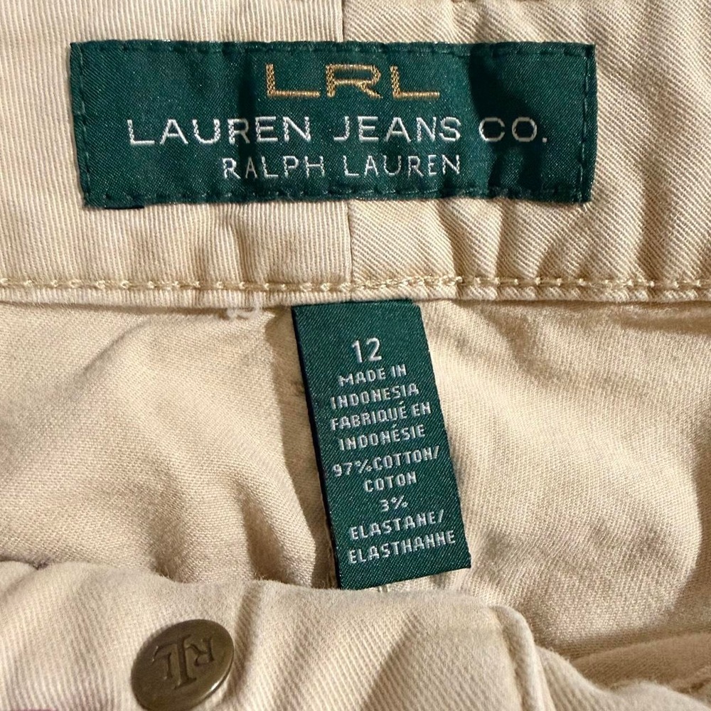 Lauren Ralph Lauren Jeans Co Women Cream Chino Pants 12 Tan Straight Leg Cotton - Picture 2 of 8